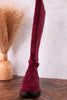 We Ride At Dawn Knee High Wine Red Faux Suede Boots - Whiskey Skies - CORKYS FOOTWEAR