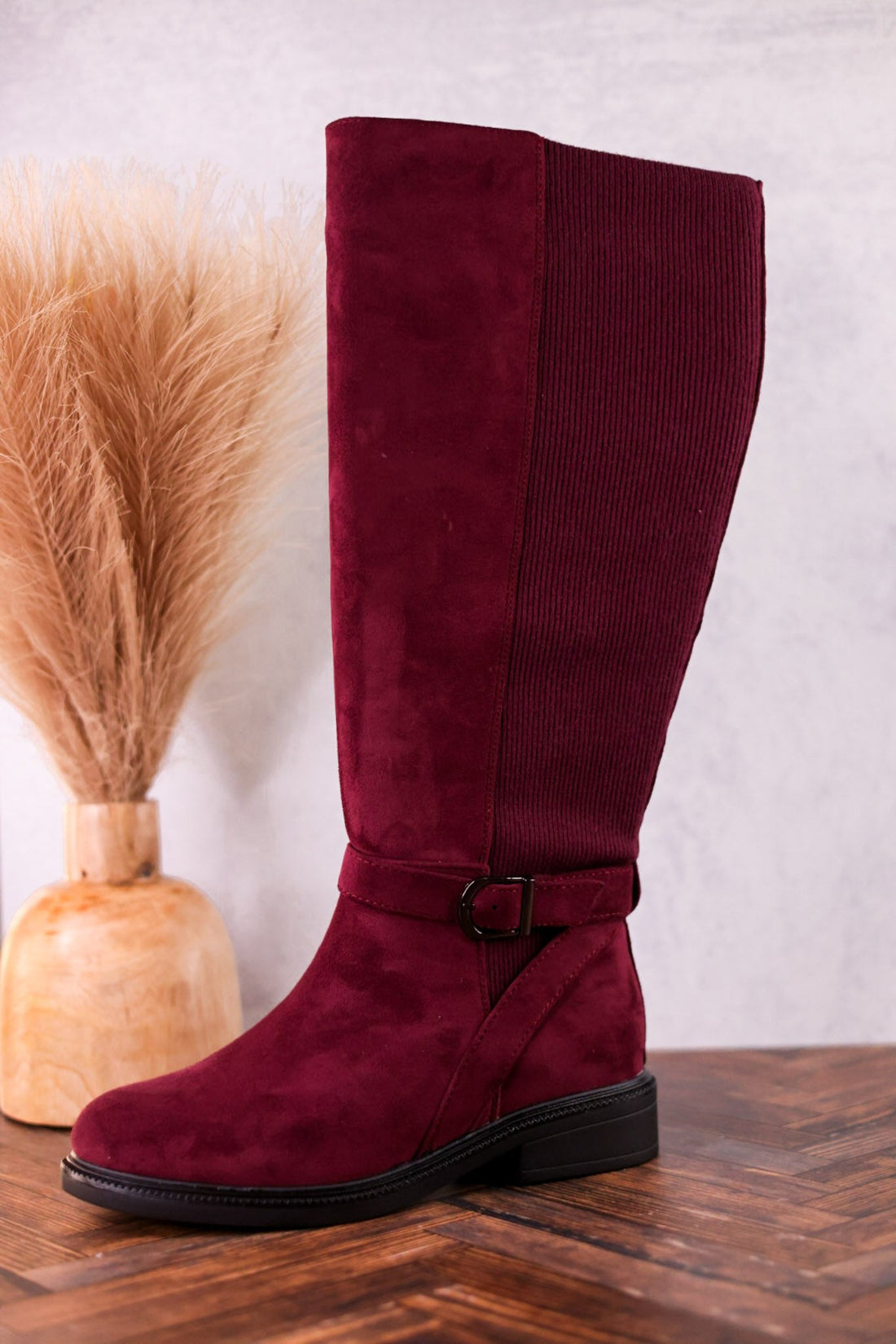We Ride At Dawn Knee High Wine Red Faux Suede Boots - Whiskey Skies - CORKYS FOOTWEAR