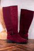We Ride At Dawn Knee High Wine Red Faux Suede Boots - Whiskey Skies - CORKYS FOOTWEAR