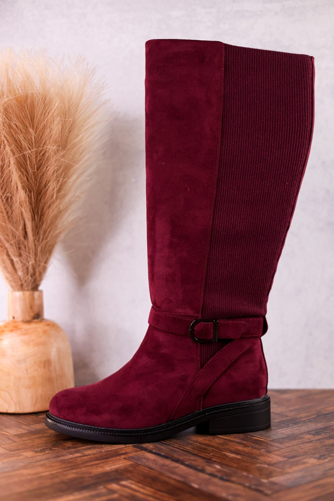 We Ride At Dawn Knee High Wine Red Faux Suede Boots - Whiskey Skies - CORKYS FOOTWEAR