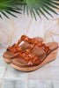 Wedge Sandals with Cognac Floral Straps - Whiskey Skies - CORKYS FOOTWEAR