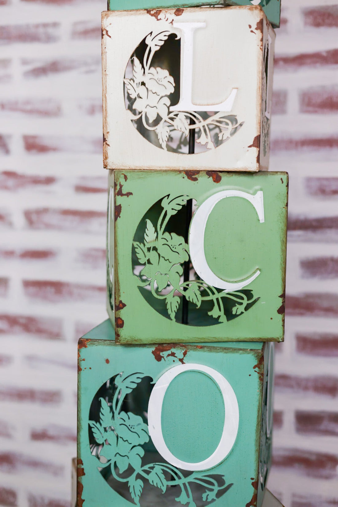 Welcome Tiered Block Stand - Whiskey Skies - SPECIAL T IMPORTS INC