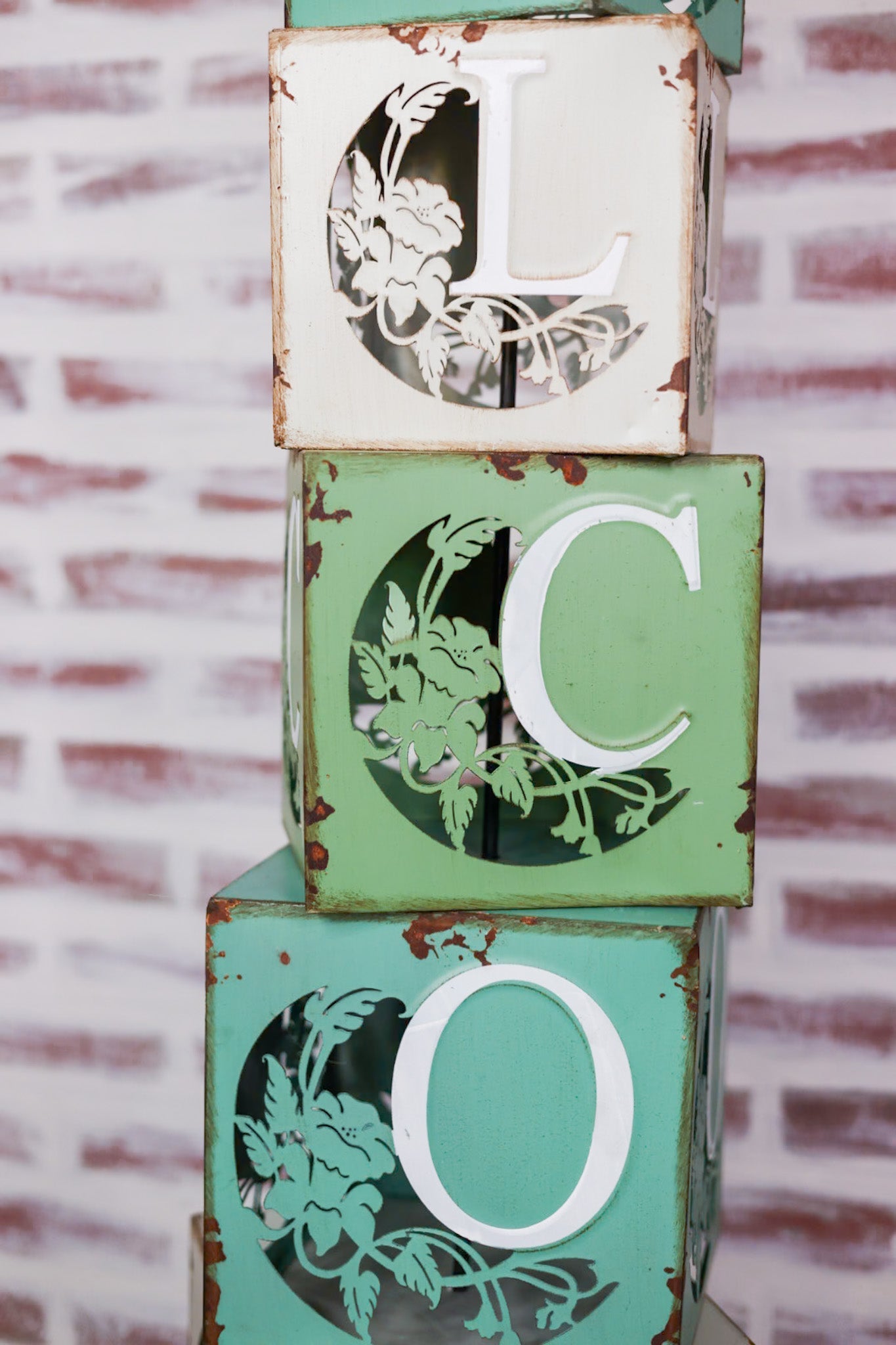 Welcome Tiered Block Stand - Whiskey Skies - SPECIAL T IMPORTS INC