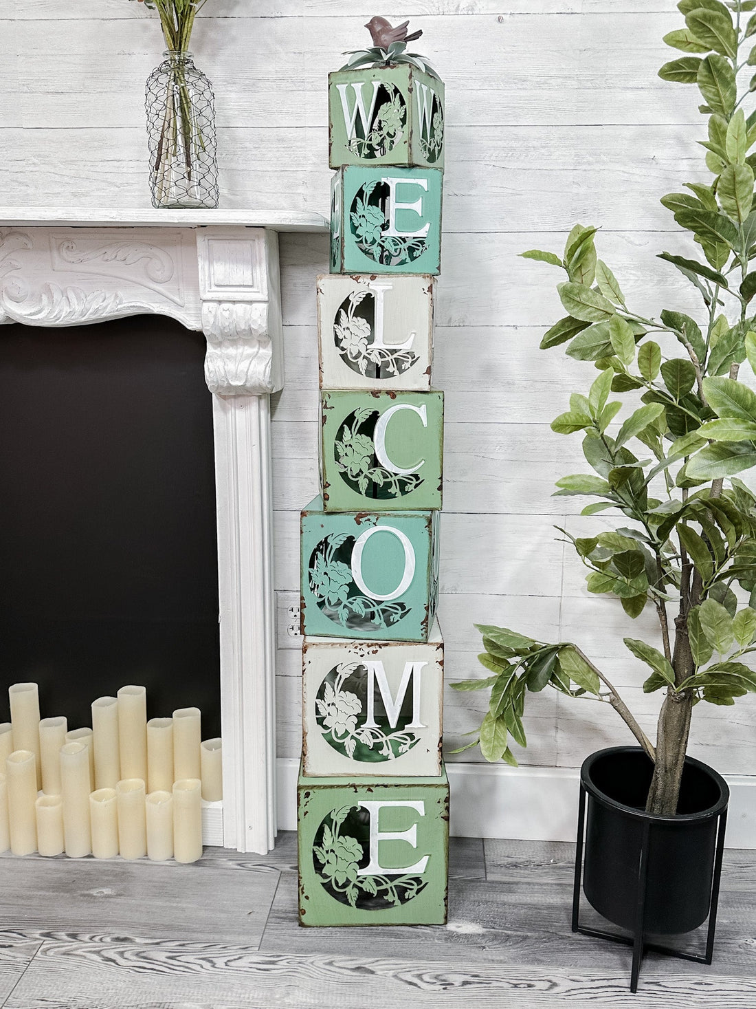 Welcome Tiered Block Stand - Whiskey Skies - SPECIAL T IMPORTS INC