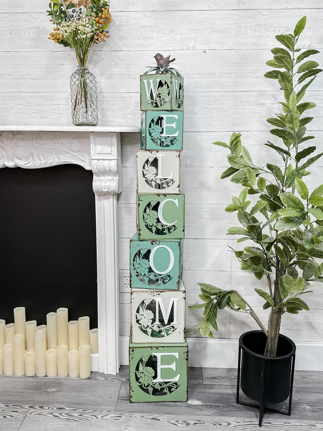 Welcome Tiered Block Stand - Whiskey Skies - SPECIAL T IMPORTS INC