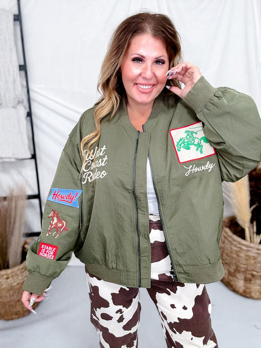 West Coast Rodeo Embroidered Bomber Jacket - Whiskey Skies - DAVI & DANI