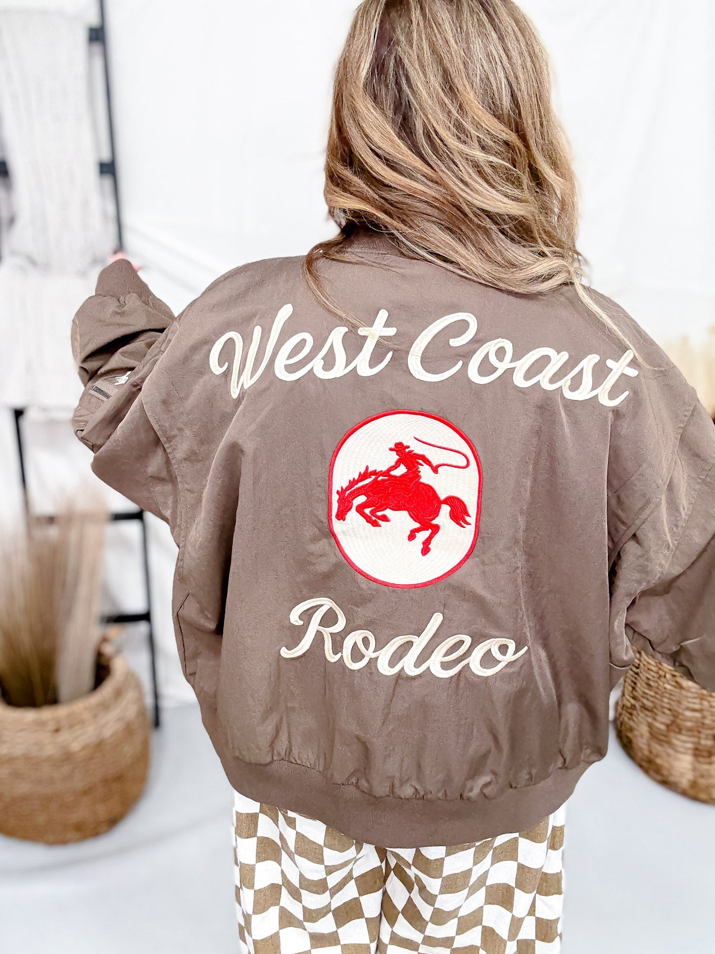 West Coast Rodeo Embroidered Mocha Mousse Bomber Jacket - Whiskey Skies - DAVI & DANI