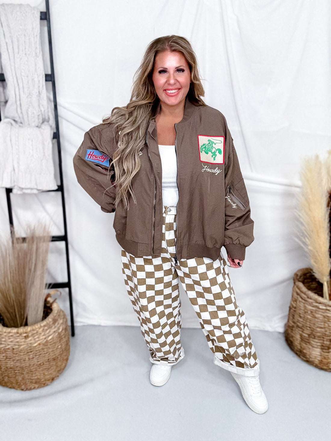 West Coast Rodeo Embroidered Mocha Mousse Bomber Jacket - Whiskey Skies - DAVI & DANI