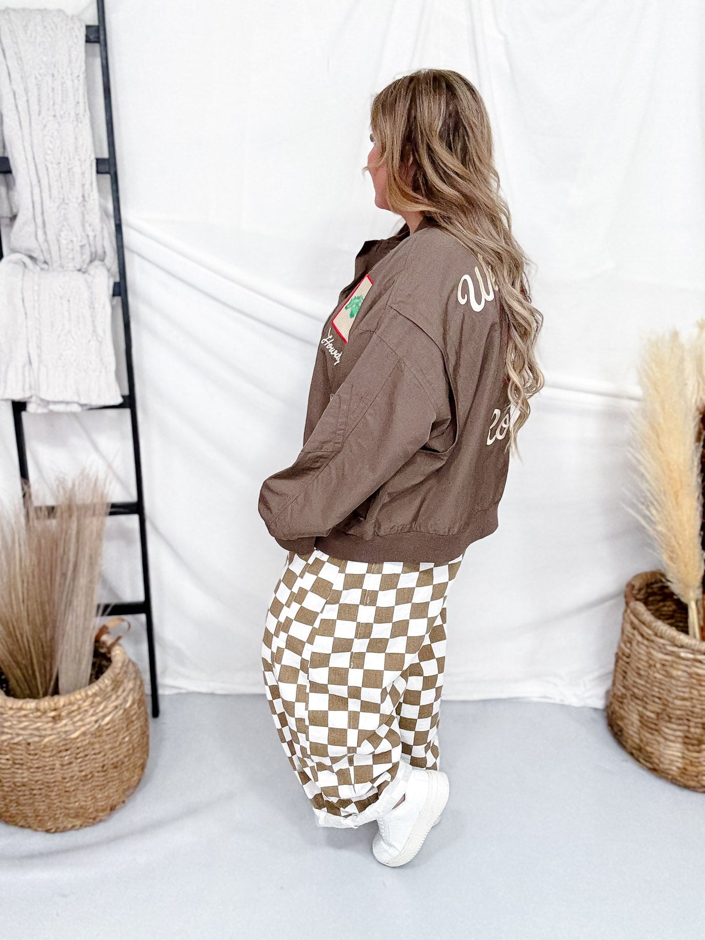 West Coast Rodeo Embroidered Mocha Mousse Bomber Jacket - Whiskey Skies - DAVI & DANI