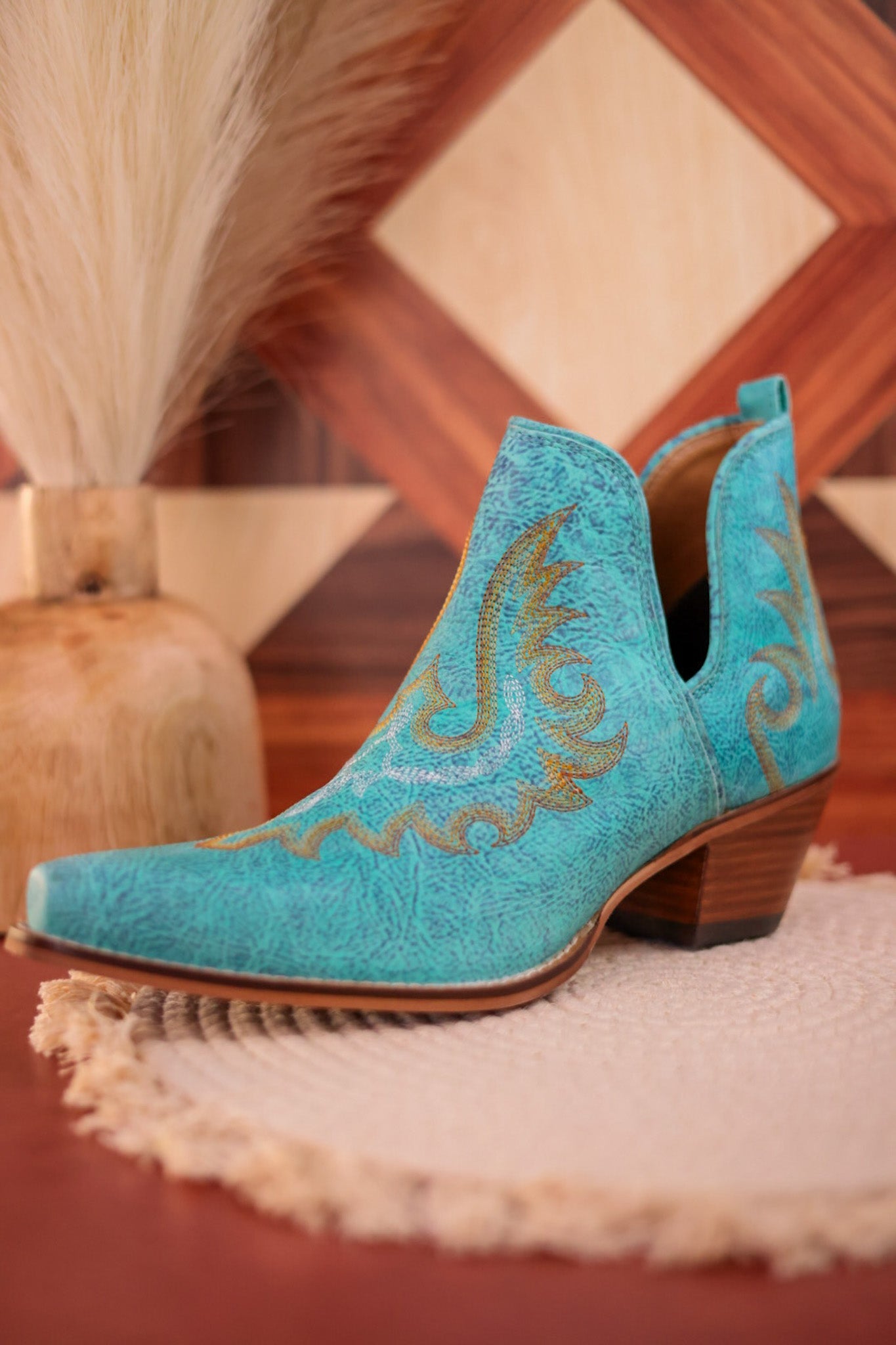 Westerly Western Leather Booties - Whiskey Skies - KHEMCHAND HANDICRAFT