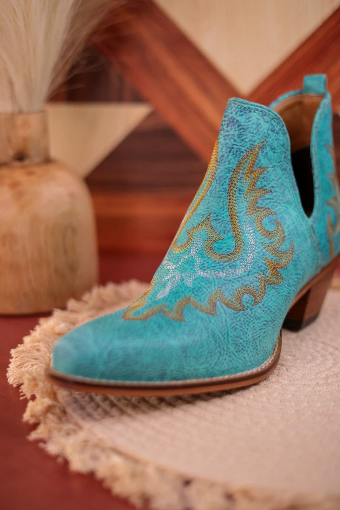 Westerly Western Leather Booties - Whiskey Skies - KHEMCHAND HANDICRAFT