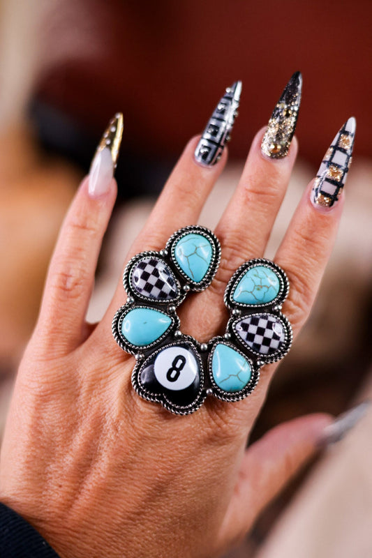 Western 8 Ball Naja Stretch Ring - Whiskey Skies - SNOWING WEST