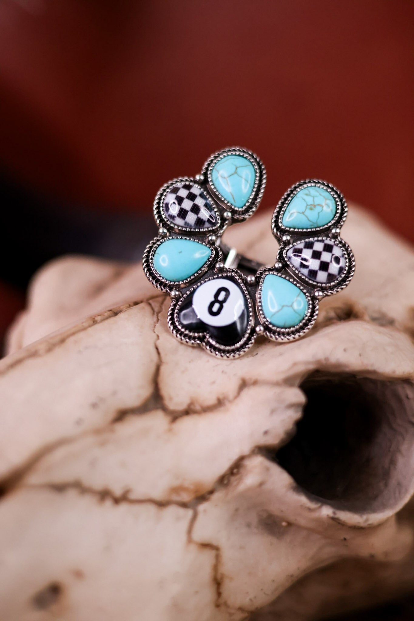 Western 8 Ball Naja Stretch Ring - Whiskey Skies - SNOWING WEST