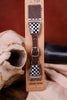 Western Black & White Checkered Genuine Leather Apple Watch Band - Whiskey Skies - SNOWING WEST