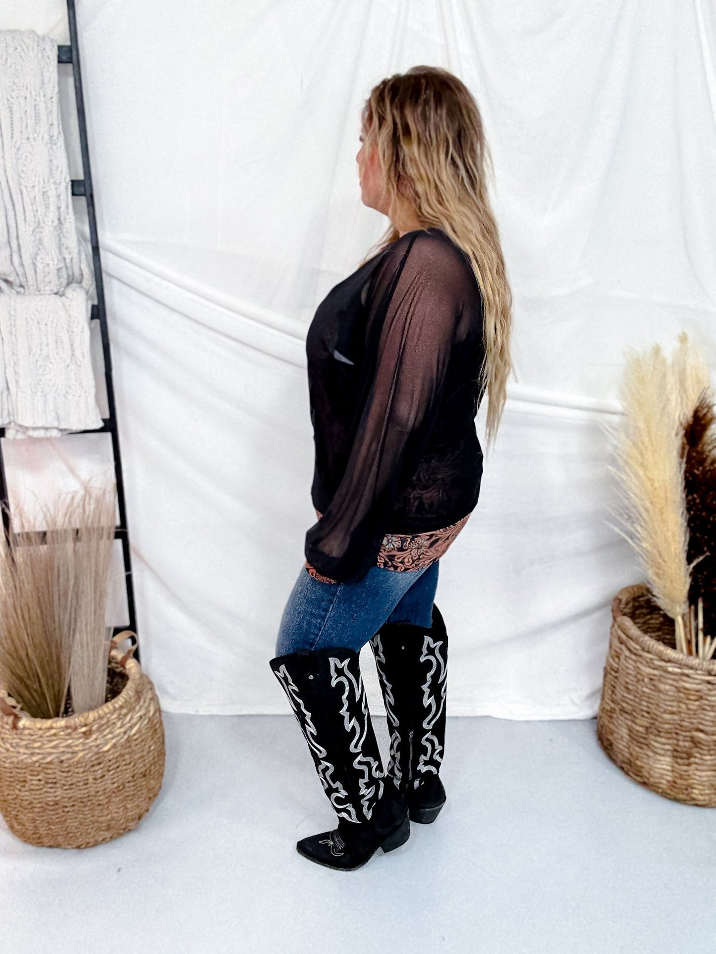 Western Dreams Long Sleeve Layered Top - Whiskey Skies - STERLING KREEK