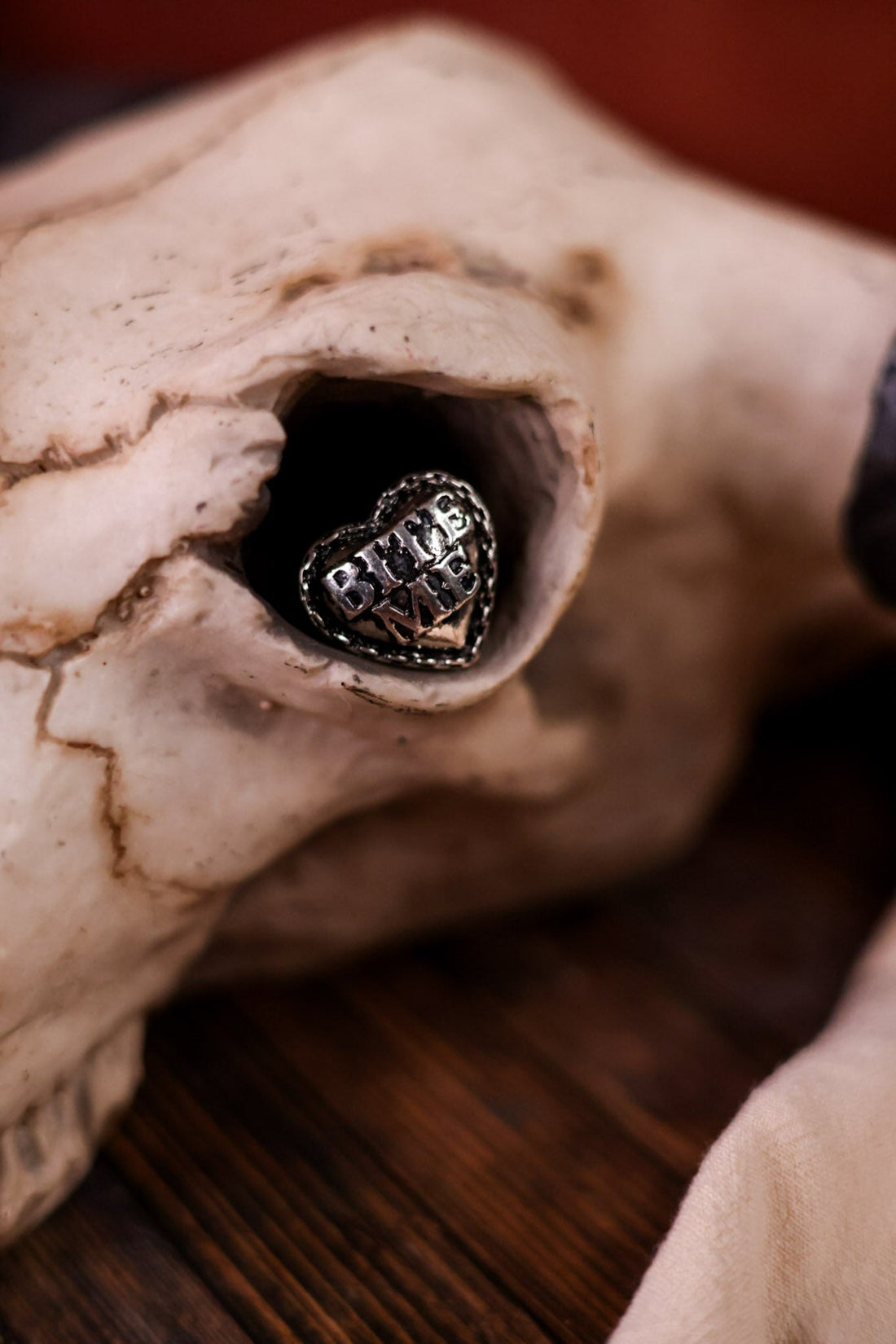 Western Heart "Bite Me" Engraved Adjustable Cuff Ring - Whiskey Skies - SNOWING WEST