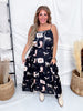 Western Horse Print Midi Dress With Drop Waist - Whiskey Skies - POLAGRAM + BAEVELY