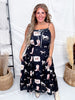 Western Horse Print Midi Dress With Drop Waist - Whiskey Skies - POLAGRAM + BAEVELY