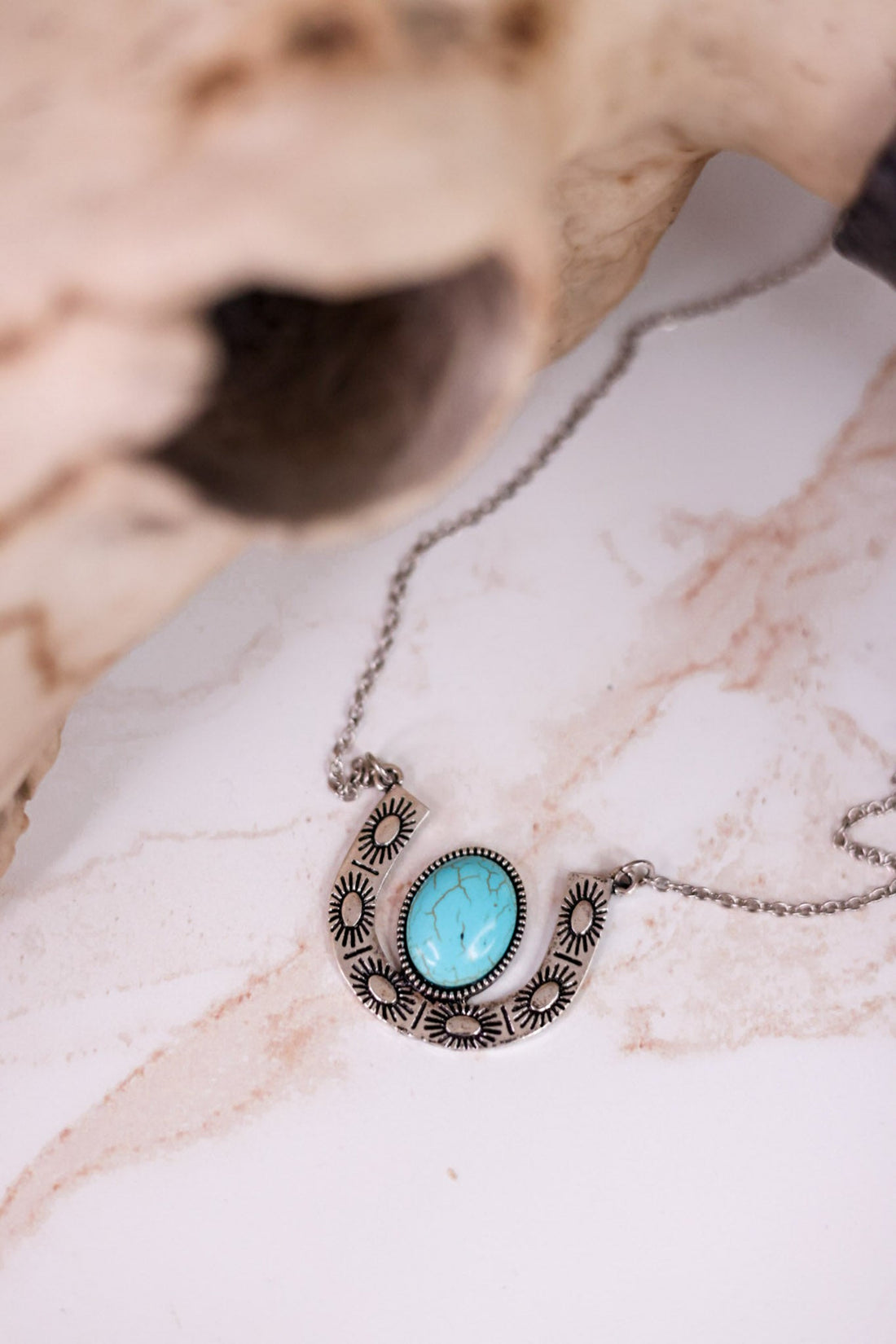 Western Horseshoe Turquoise Pendant Necklace - Whiskey Skies - BOHO RANCH SHOP