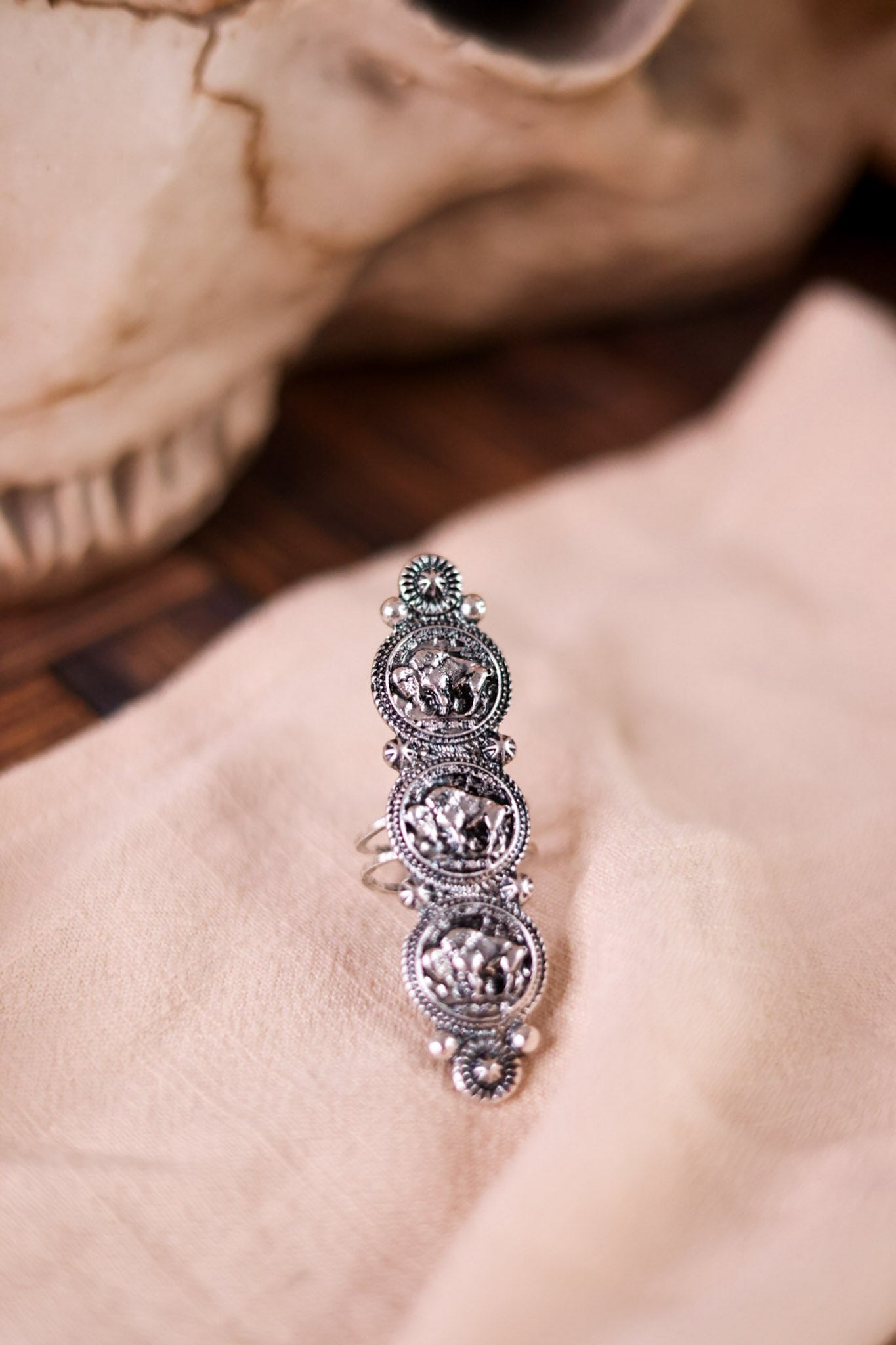 Western Inspired 3 Coin Adjustable Ring - Whiskey Skies - BOHO RANCH SHOP