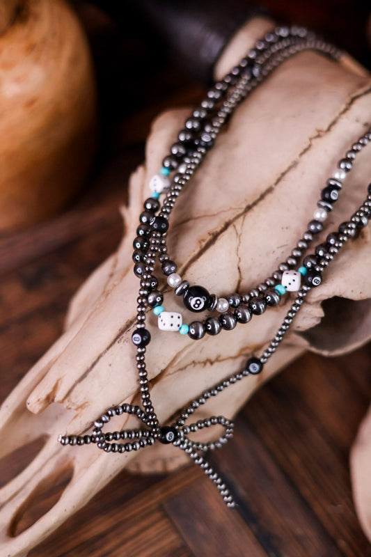 Western Layered Cowgirl Pearls Multi Theme Necklace - Whiskey Skies - SNOWING WEST