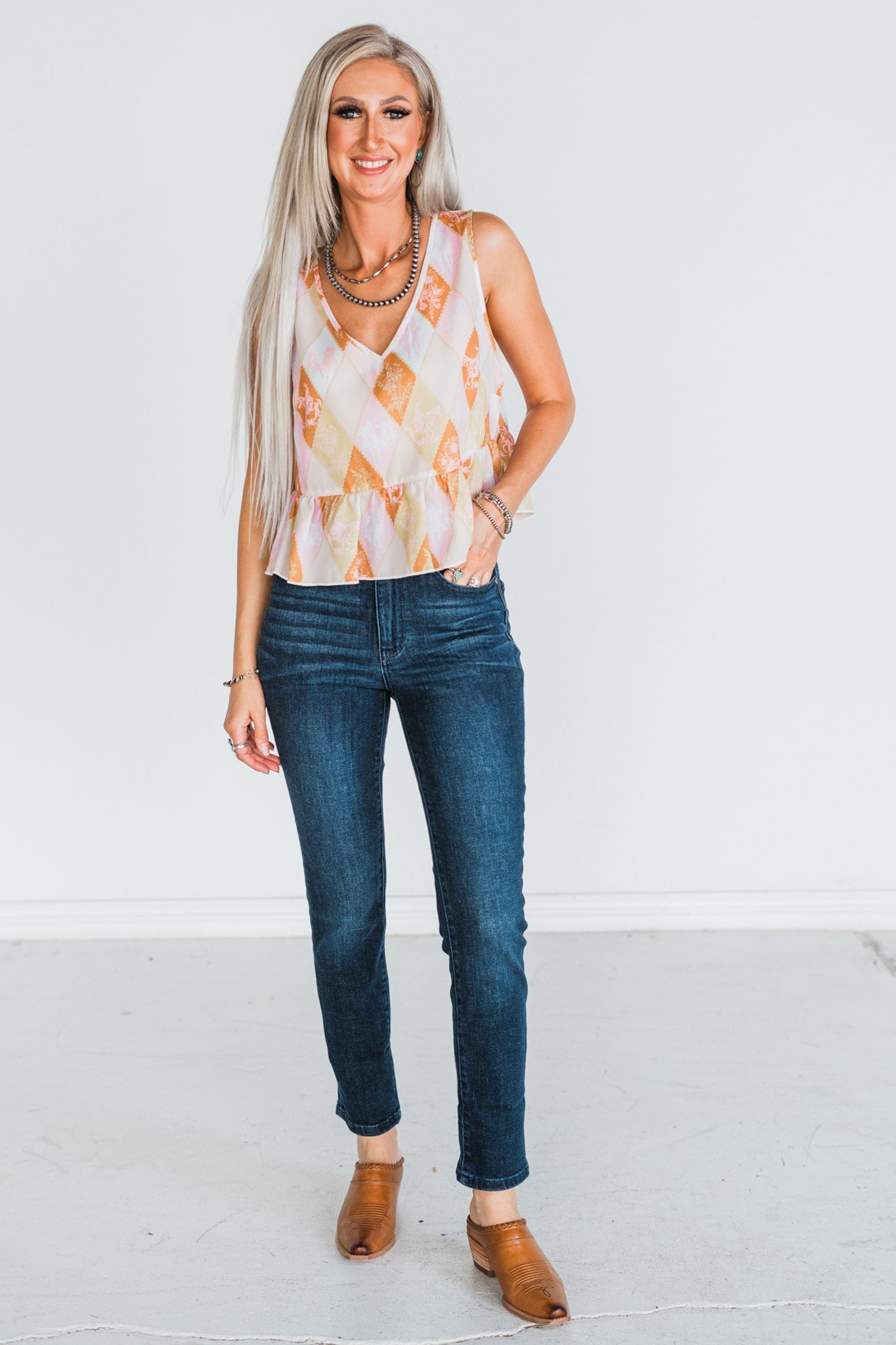 Western Prep Vibes Tank Top - Whiskey Skies - 2 FLY CO.