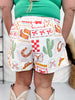 Western Print Shorts W/ Built In Liner - Whiskey Skies - POLAGRAM + BAEVELY