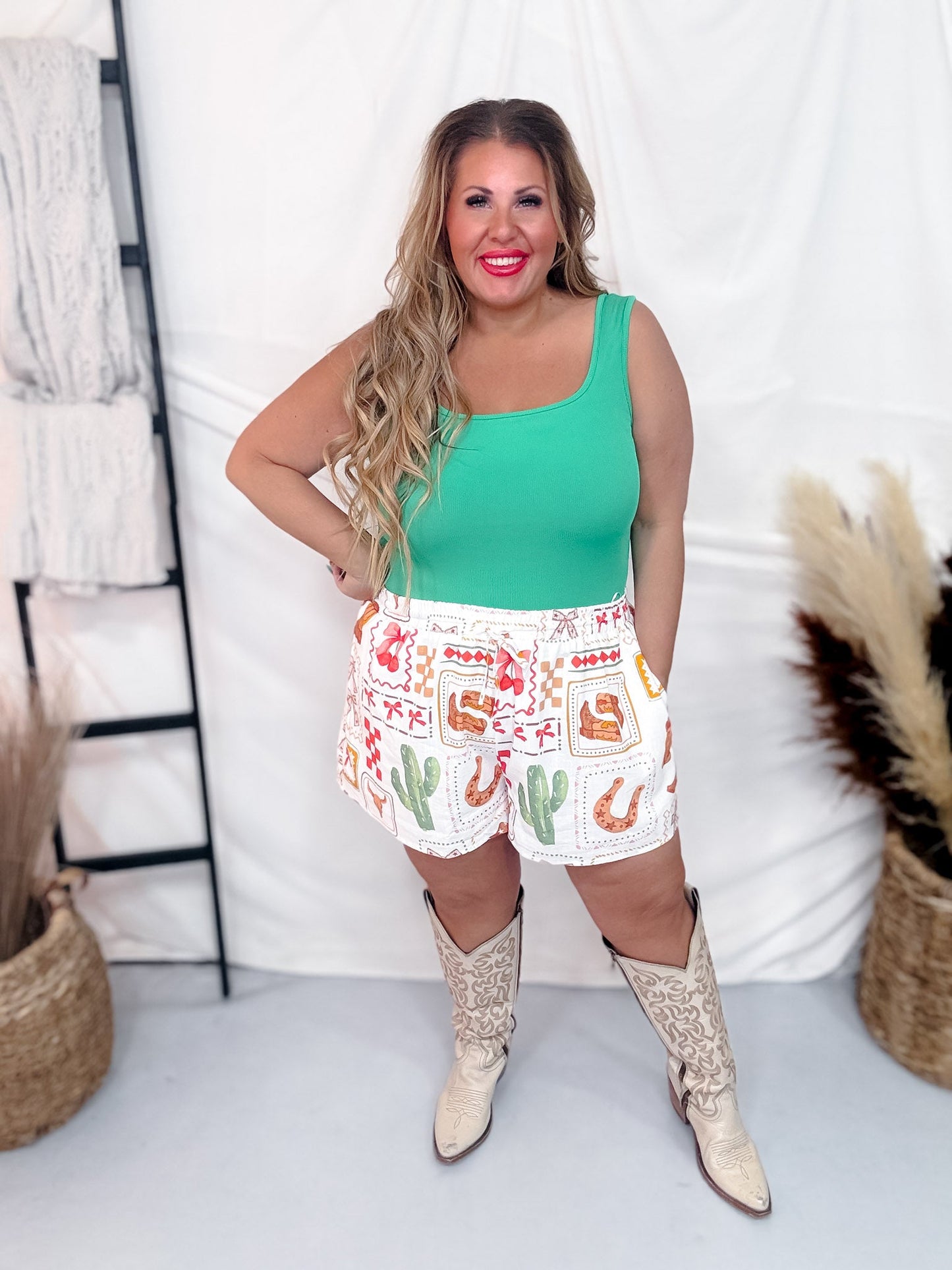 Western Print Shorts W/ Built In Liner - Whiskey Skies - POLAGRAM + BAEVELY