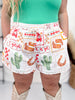 Western Print Shorts W/ Built In Liner - Whiskey Skies - POLAGRAM + BAEVELY