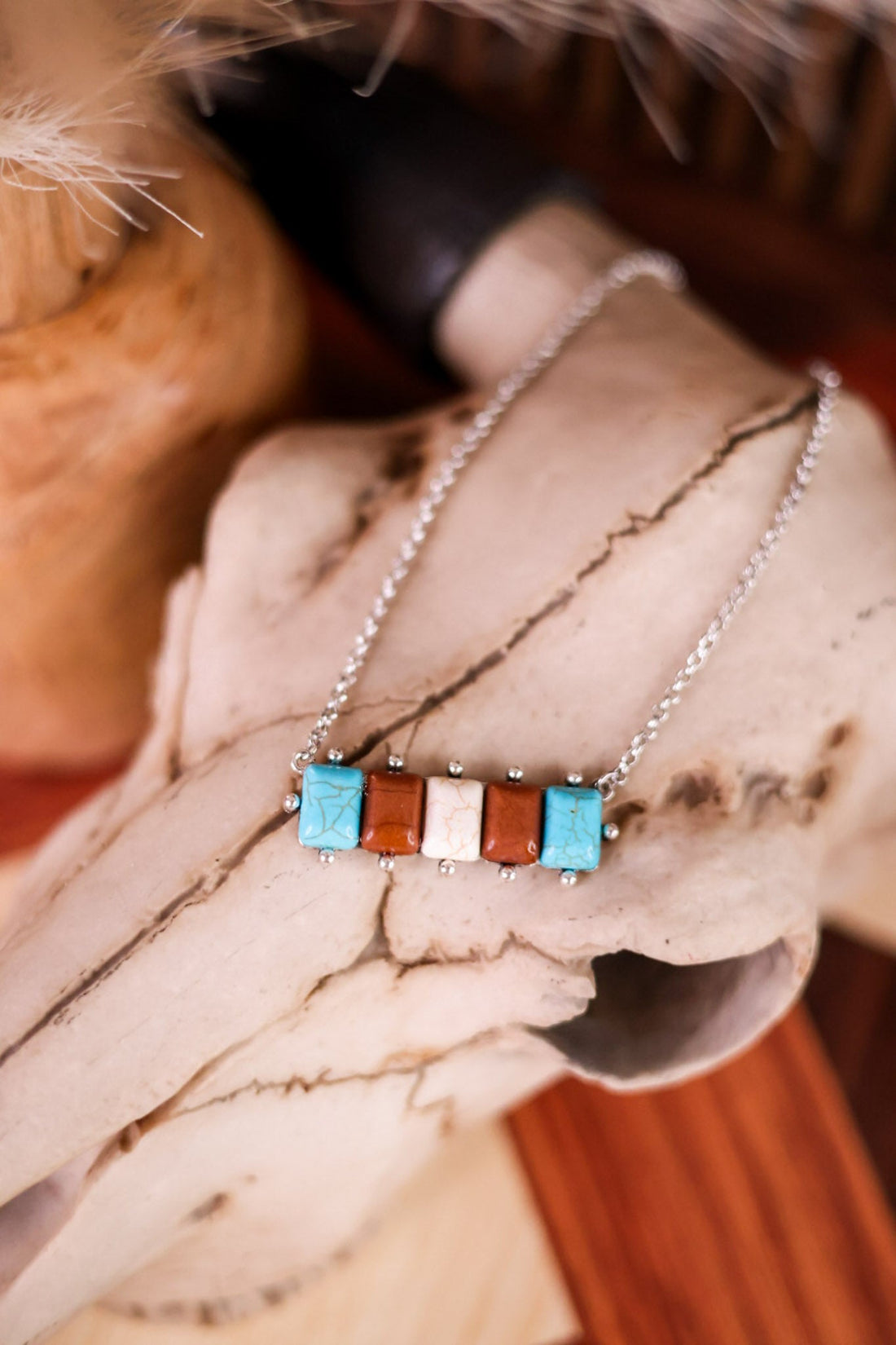 Western Stone Bar Pendant Chain Necklace - Whiskey Skies - BOHO RANCH SHOP