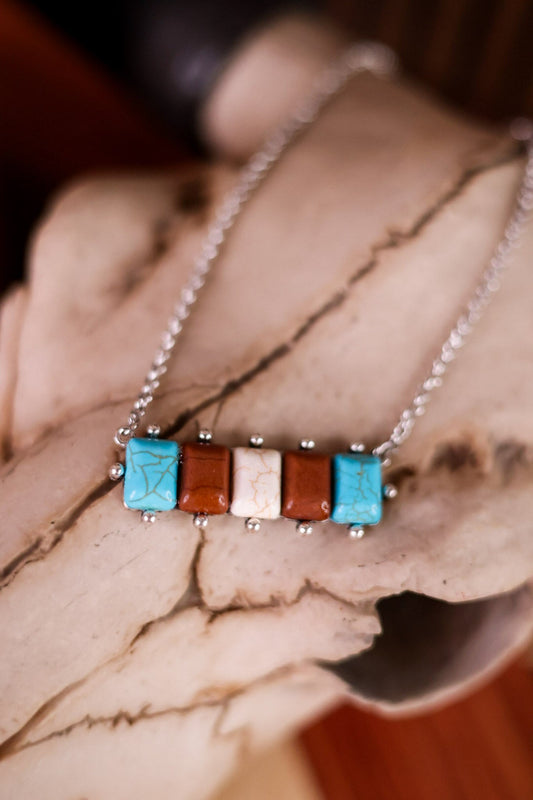 Western Stone Bar Pendant Chain Necklace - Whiskey Skies - BOHO RANCH SHOP