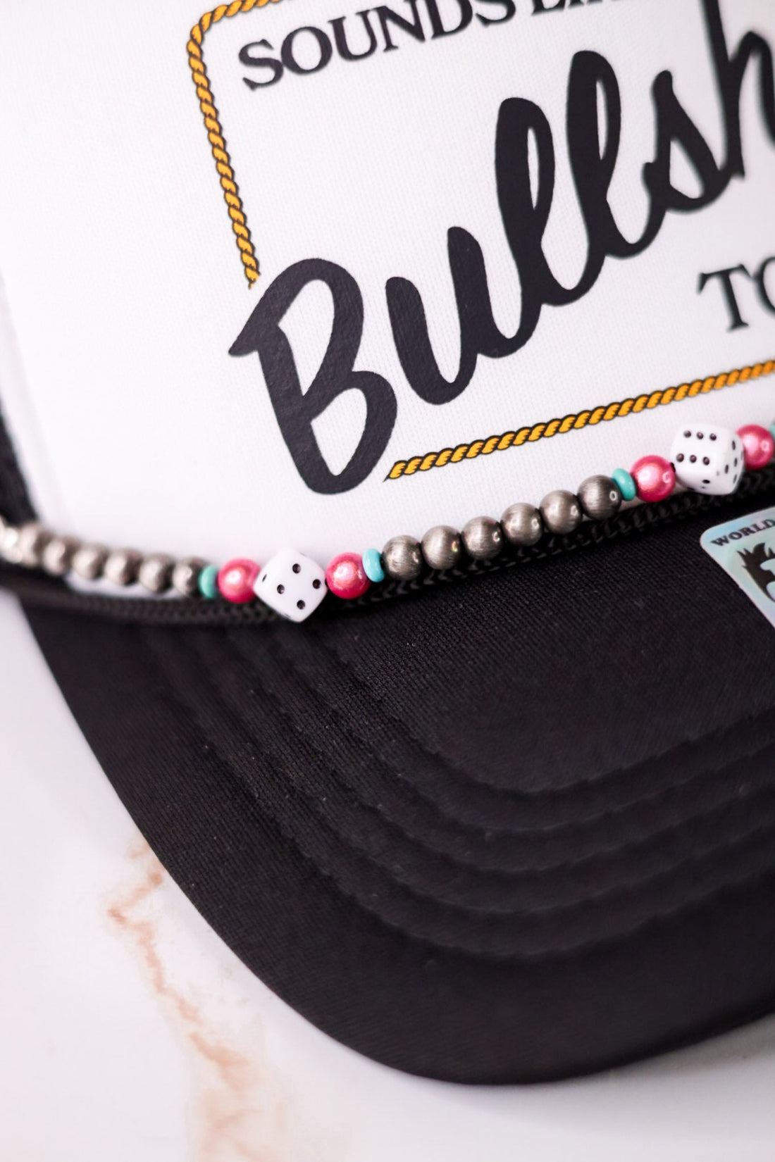 Western Style Cowgirl Pearl & Small Dice Trucker Hat Chain - Whiskey Skies - BOHO RANCH SHOP
