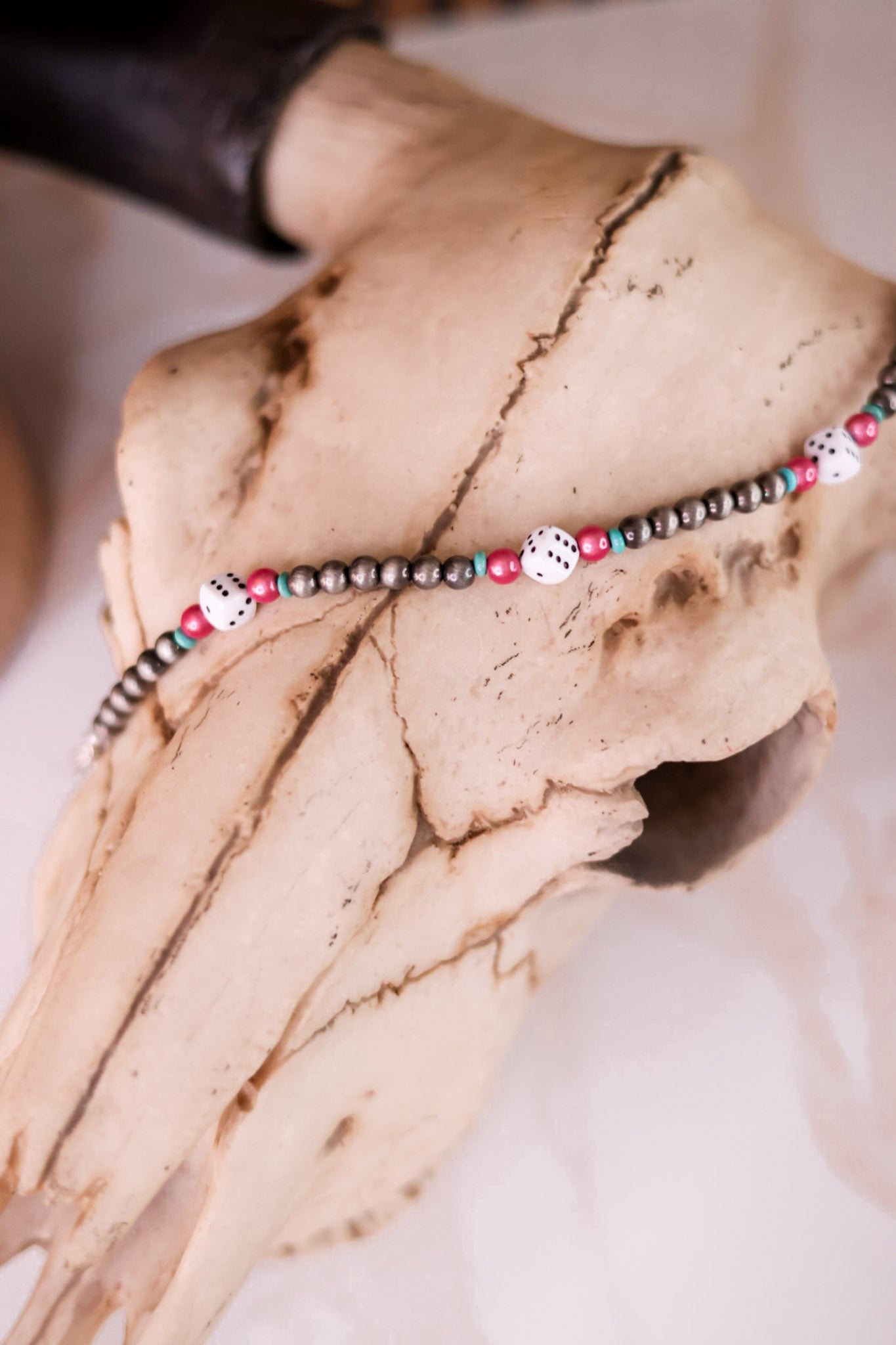 Western Style Cowgirl Pearl & Small Dice Trucker Hat Chain - Whiskey Skies - BOHO RANCH SHOP