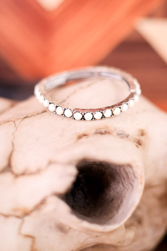 Western White Stone Stretch Bracelet - Whiskey Skies - BOHO RANCH SHOP