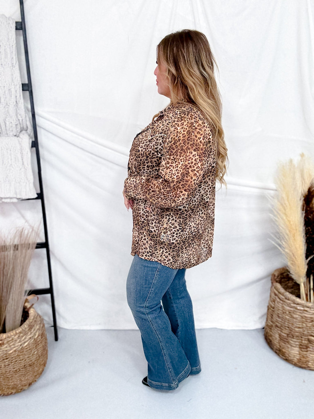 Western Wild Long Sleeve Button Up Animal Print Top - Whiskey Skies - 2 FLY CO.