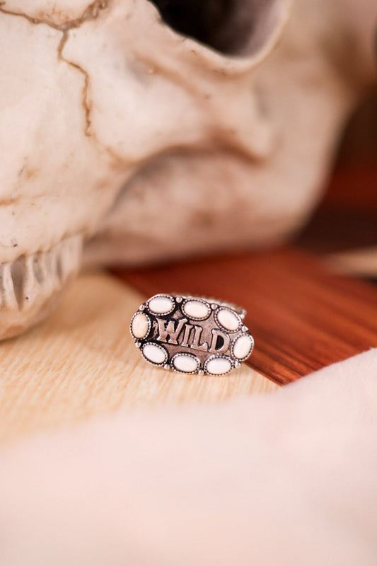 Western Wild White Stone Stretch Ring - Whiskey Skies - BOHO RANCH SHOP