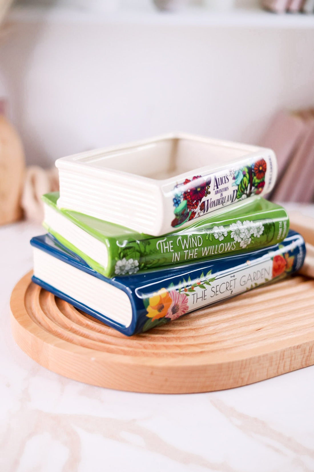 Whimsical Classics Stacked Books Ceramic Planter - Whiskey Skies - STEEL MILL & CO.