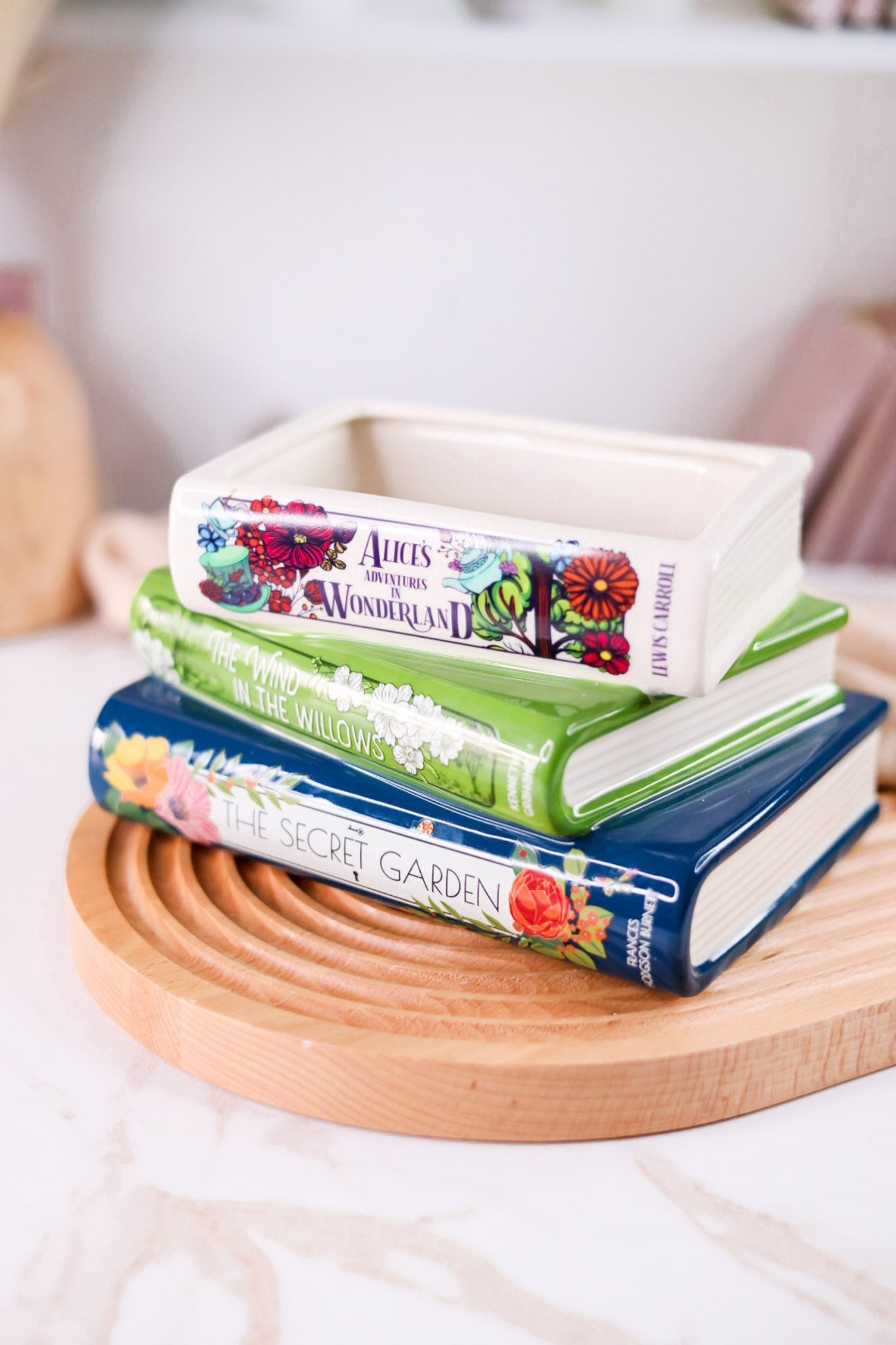 Whimsical Classics Stacked Books Ceramic Planter - Whiskey Skies - STEEL MILL & CO.