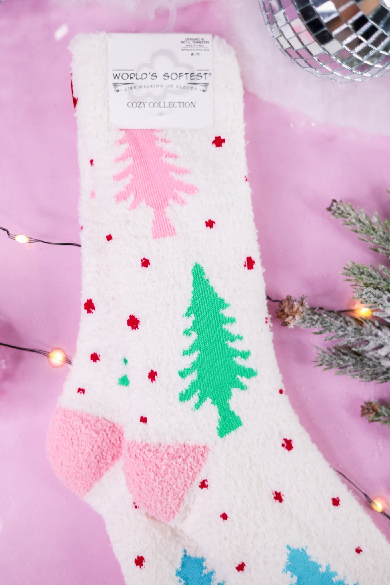 Whimsical Forest Fuzzy Crew Socks - Whiskey Skies - CRESCENT SOCK COMPANY