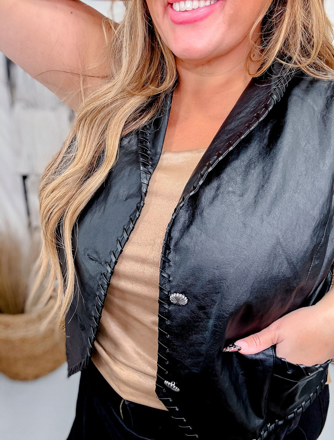 "Whiskey Creek" Black Button Up Vest - Whiskey Skies - 2 FLY CO.