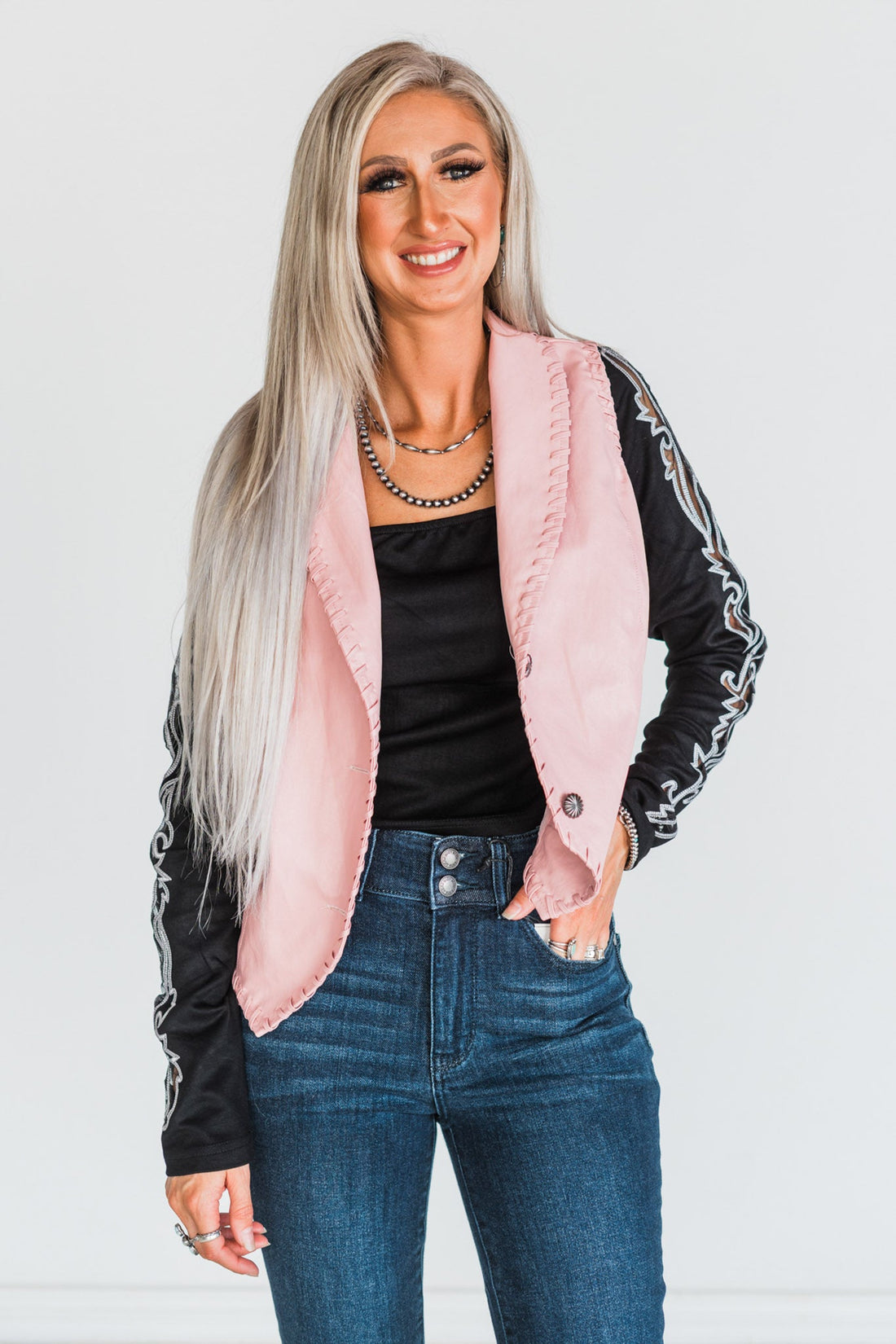 "Whiskey Creek" Blush Button Up Vest - Whiskey Skies - 2 FLY CO.