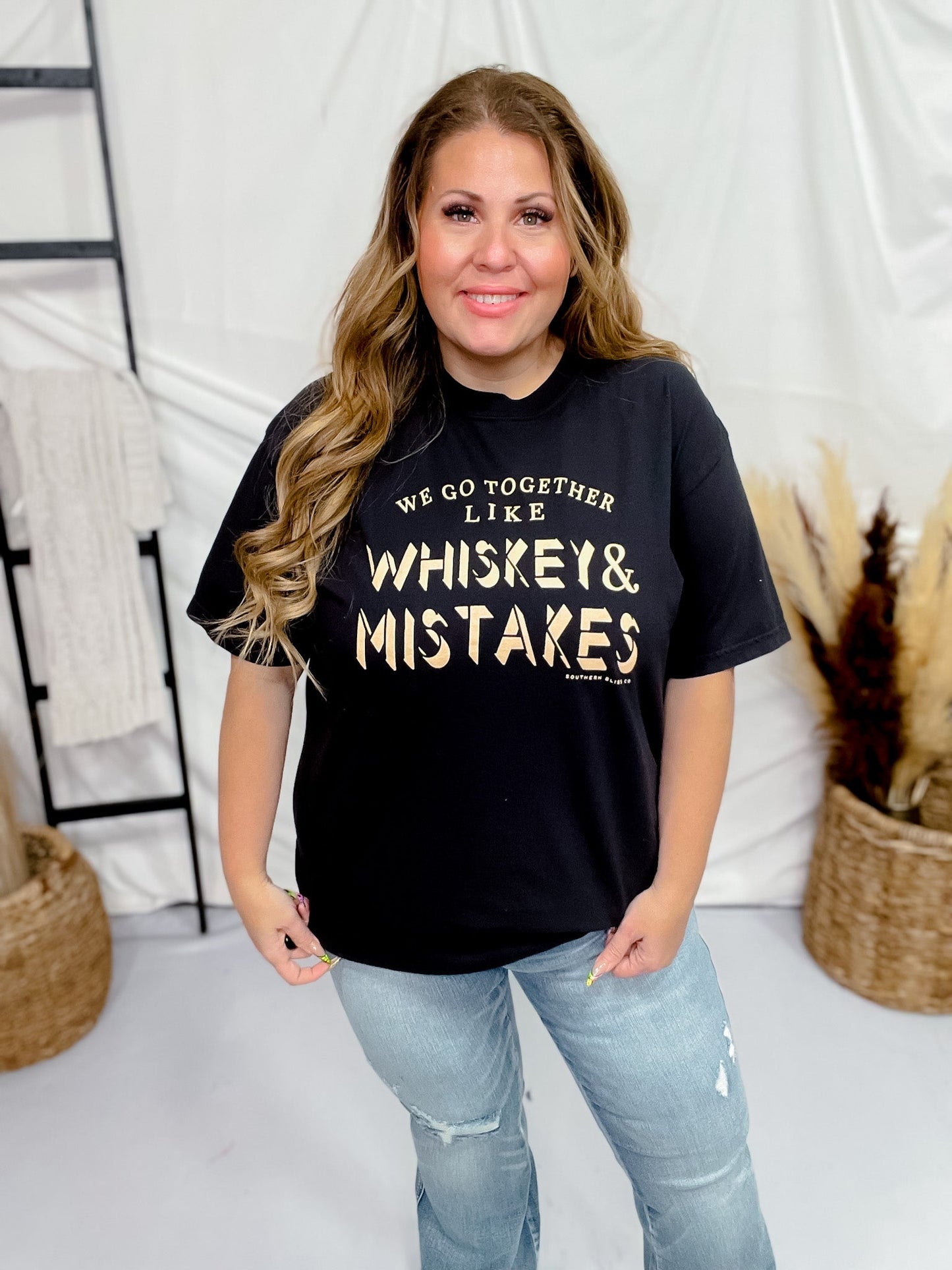 Whiskey & Mistakes Graphic T-Shirt - Whiskey Skies - SOUTHERN BLISS COMPANY