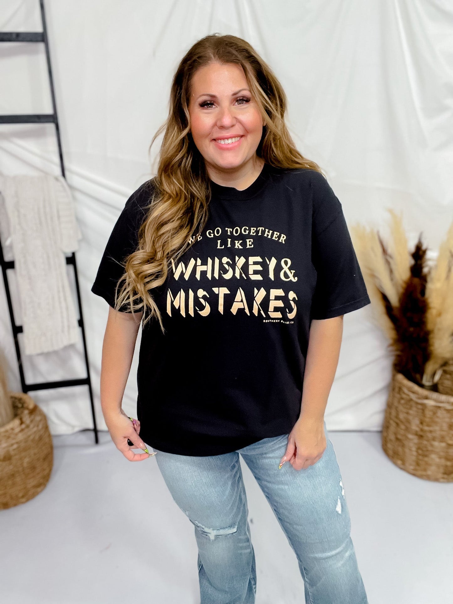 Whiskey & Mistakes Graphic T-Shirt - Whiskey Skies - SOUTHERN BLISS COMPANY