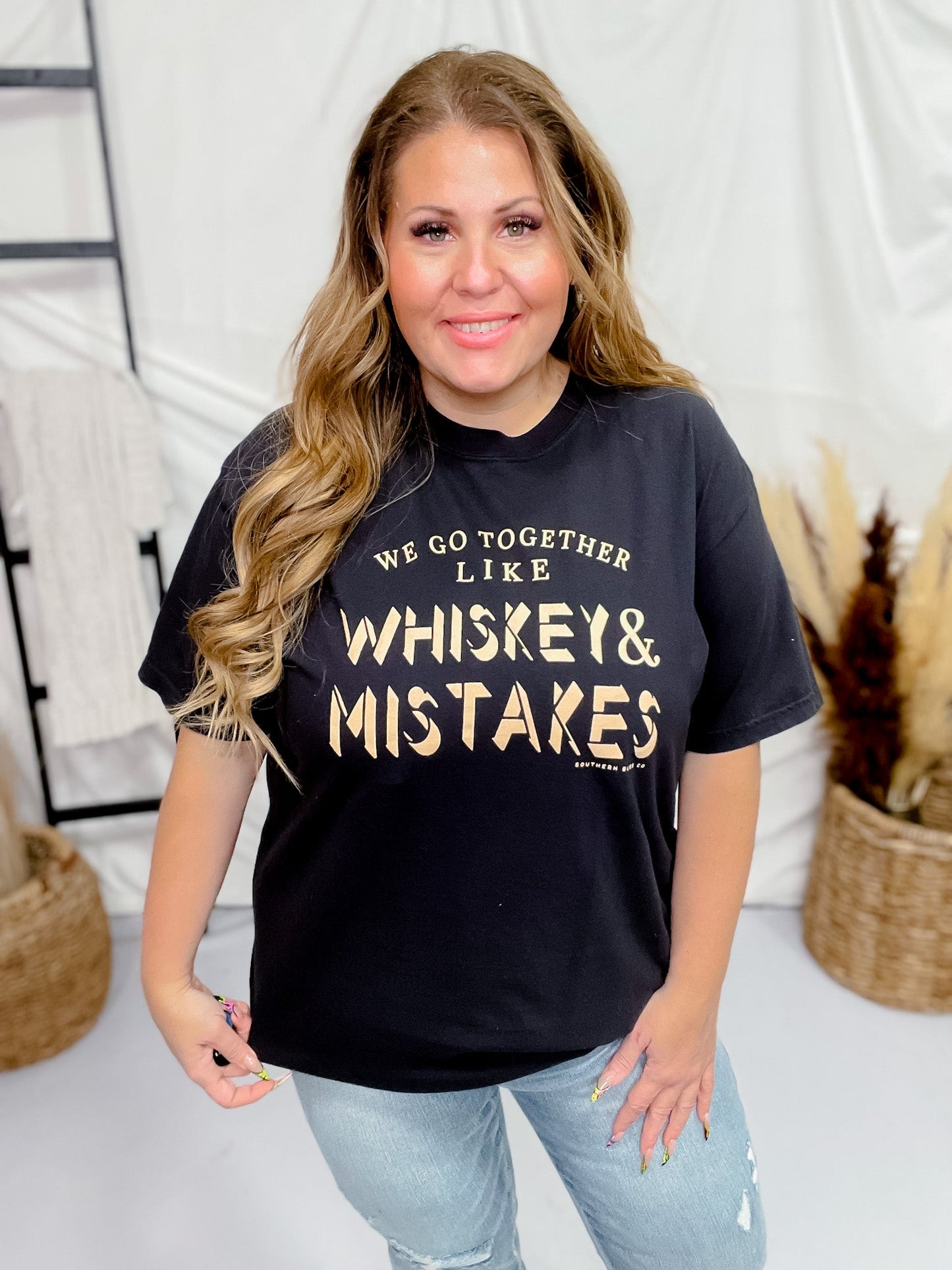 Whiskey & Mistakes Graphic T-Shirt - Whiskey Skies - SOUTHERN BLISS COMPANY