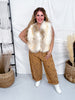 White And Taupe Faux Fur Vest - Whiskey Skies - DAVI & DANI