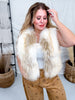 White And Taupe Faux Fur Vest - Whiskey Skies - DAVI & DANI