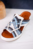 White & Blue Nokiah Wedge Sandals - Whiskey Skies - SPRING FOOTWEAR