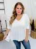 White Boxy V - Neck Top - Whiskey Skies - BE STAGE