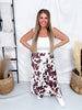 White & Brown Cow Print Satin Maxi Skirt - Whiskey Skies - DAVI & DANI