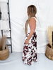 White & Brown Cow Print Satin Maxi Skirt - Whiskey Skies - DAVI & DANI
